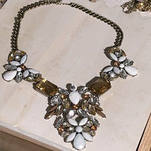 Rhinestone bold statement gold tone necklace